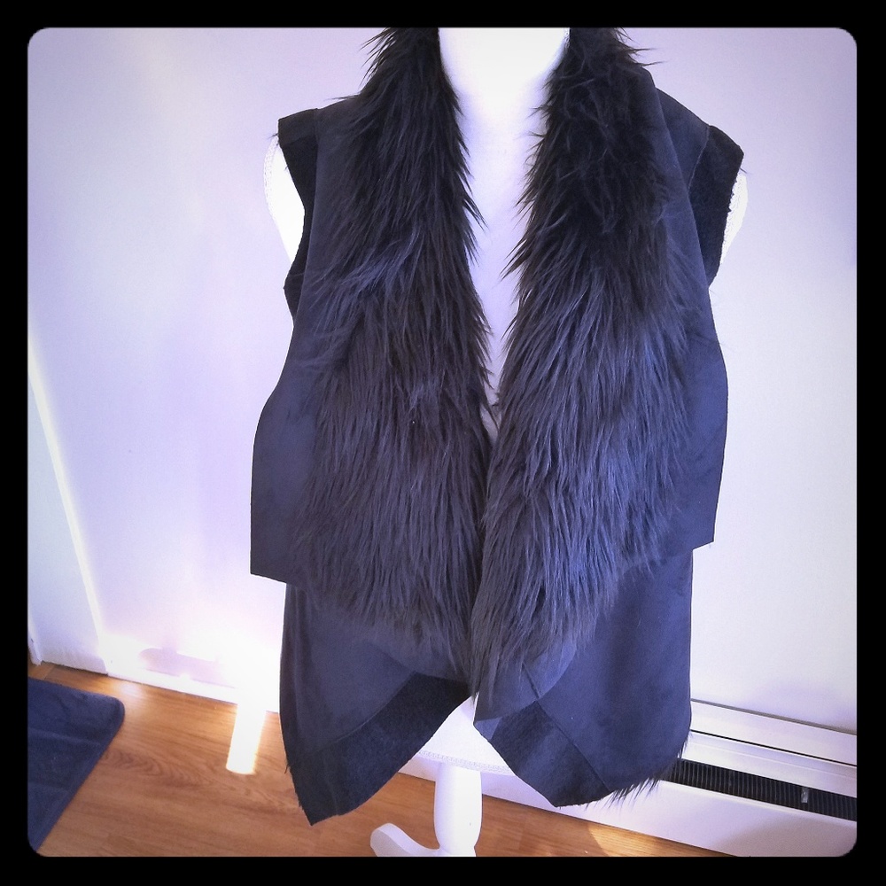 Michael Kors Black Faux Suede/Fur Vest